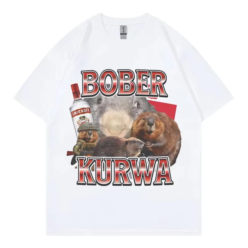 Men Graphic T Shirt Ropa Homme Bober Kurwa Fun Mouse Meme Tshirt for Men Short Sleeve Casual Funny Novelty Summer Top