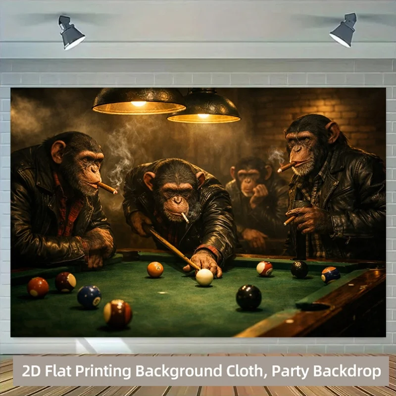 Vintage Monkey Poker Casino Tapestry Wall Hanging Polyester Backdrop Jungle Game Background Decor for Party Home Decoration Art