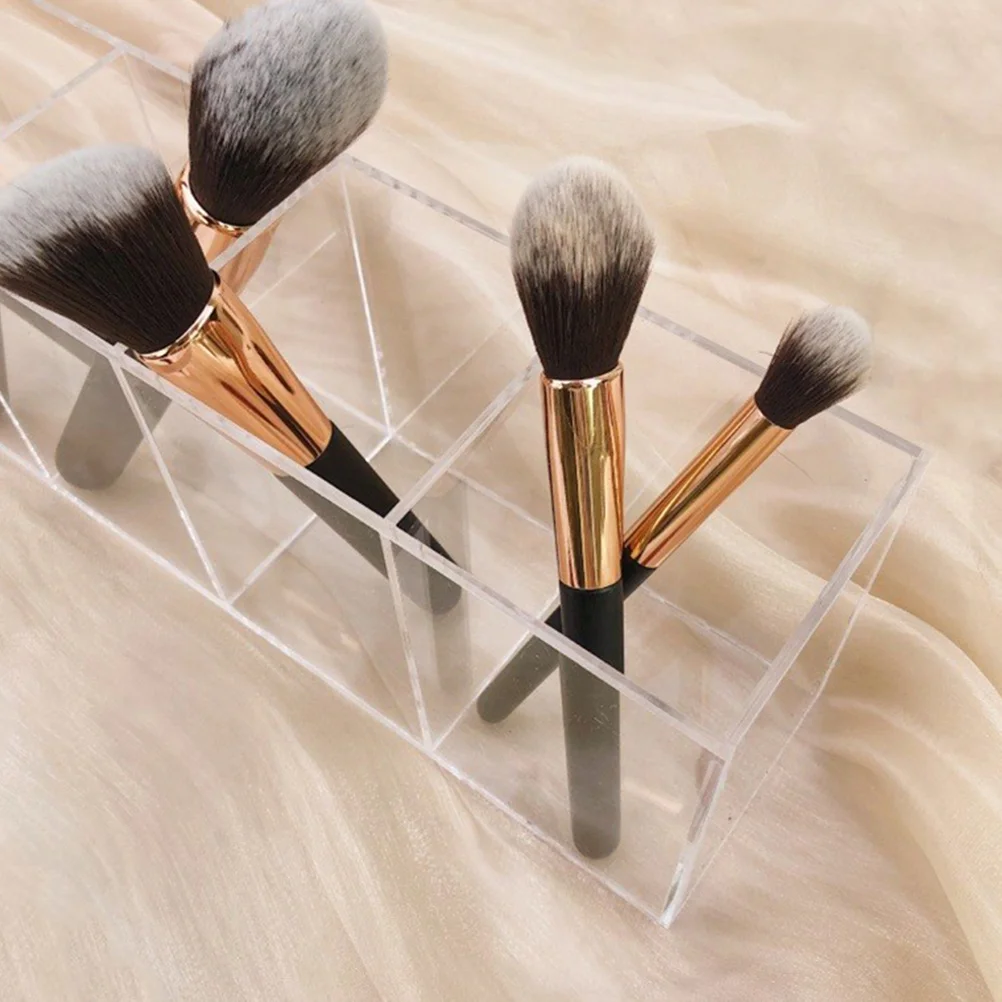 

Pen Holder 4 Compartment Acrylic Desktop Organizer for Stationery Pencils Makeup Brushes Cosmetics Jewelry Storage in Living