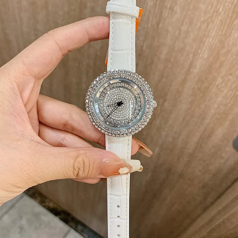 New women's wristwatch, rotating dial, leather strap, large dial, clock, high-end women's wristwatch, women's gift.