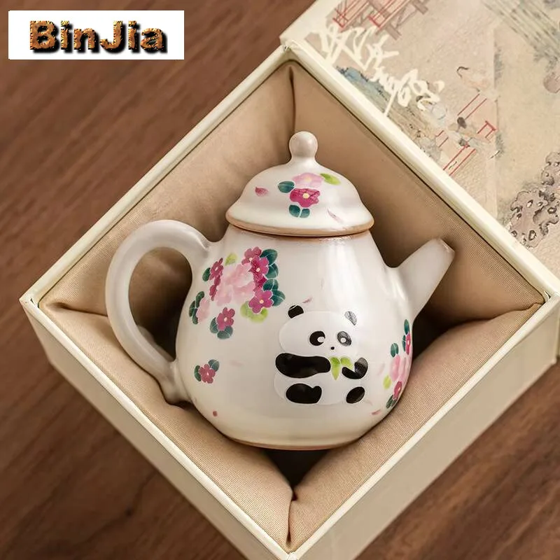 

120 мл милый чайник в форме груши с пандой, ручная работа, сальда, желе, печь, мини-горшок, китайская чайник, женская коллекция чайной посуды