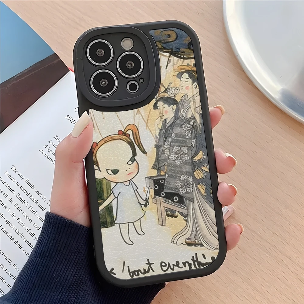 Art Cartoon Aesthetic Yoshitomo Nara Phone Case 2024 For iPhone 16 15 14 11 12 13  lambskin silicone Pro Max Mini X XR XS 7 8 Pl