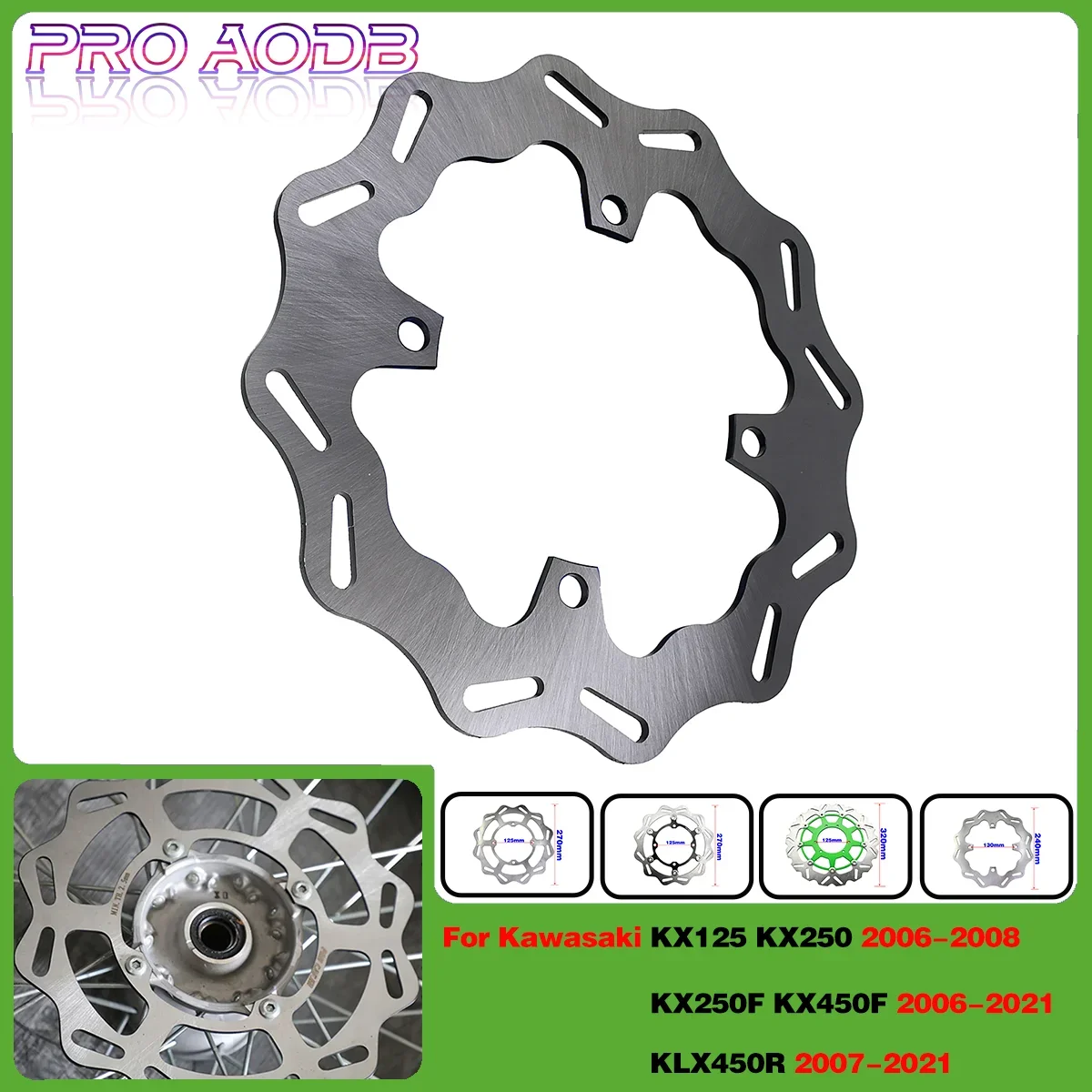 320MM 270MM Front brake discs and 240MM Rear brake discs For Kawasaki KX125 KX250 2006 2007 2008 KX250F KX450F KLX450R 2007-2021