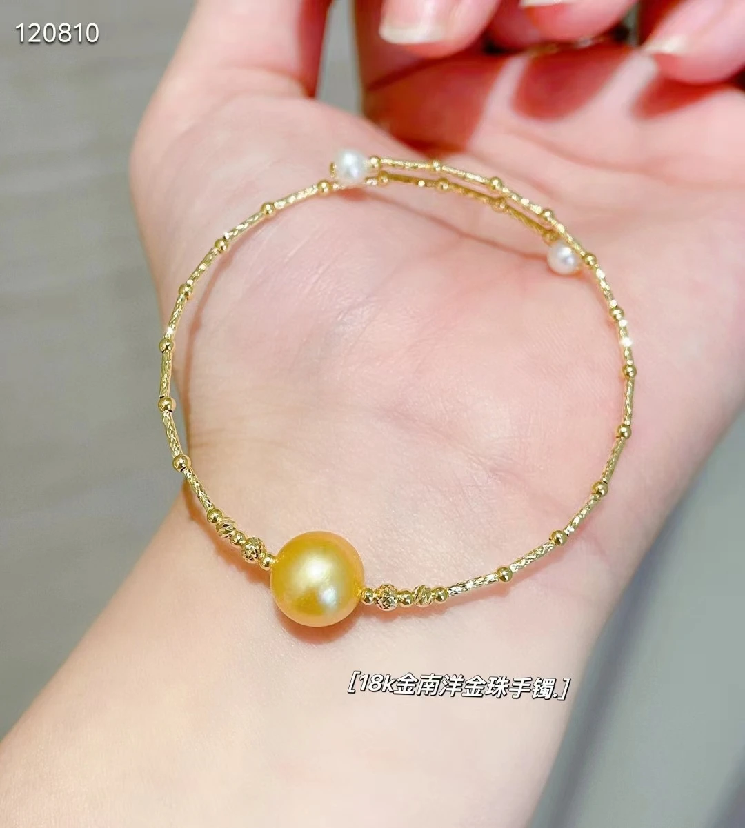 

XCL FASHION ELEGANT 18K NATURAL PEARL SPRINGY BRACELET FINE JEWELRY DAILY WEAR GIFT