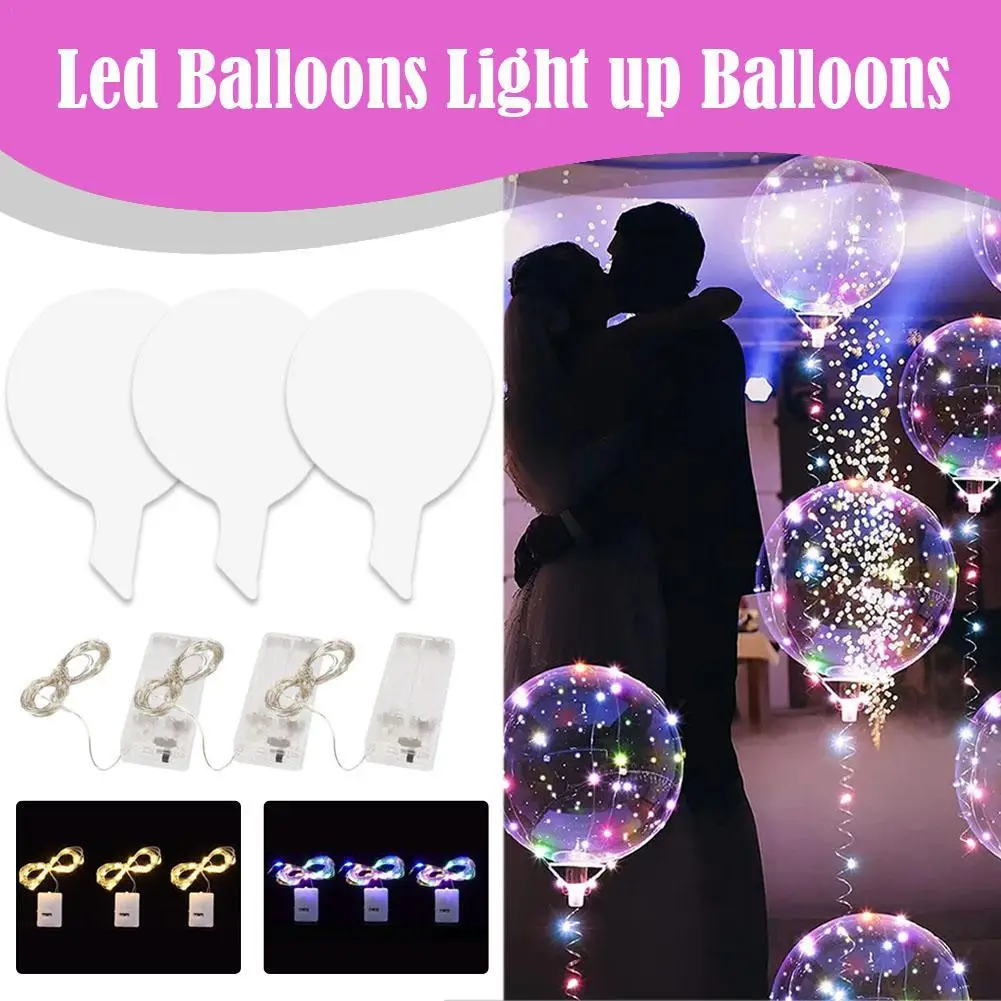 6pcs 3set Transparent Colorful Party Glowing Wave Ball Balloon LED Light Wedding Party Birthday Light Up Bubble Balloon Decor