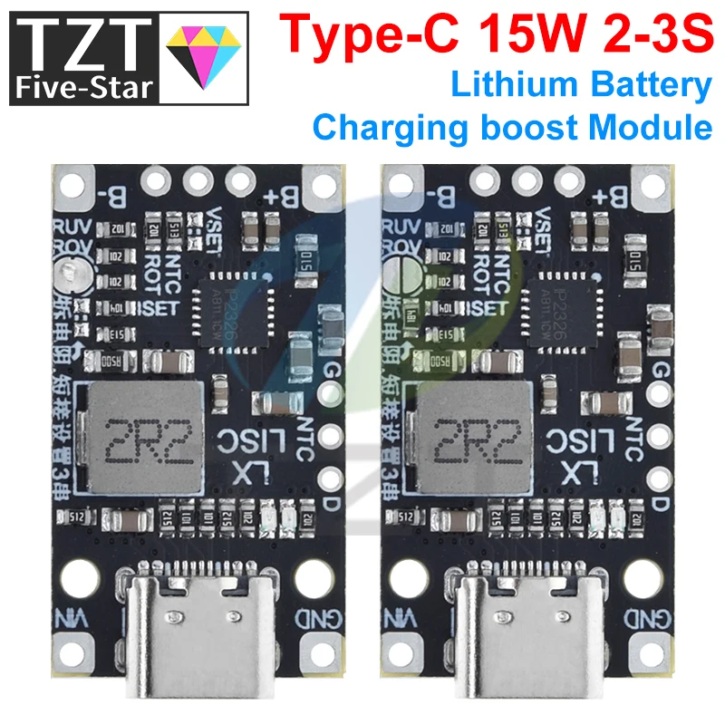 Type-C USB 2-3S BMS 15W 8.4V 12.6V 1.5A Lithium Battery Charging Boost Module With Balanced Support Fast Charge With Indicator