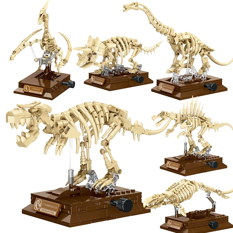 Modelo de Esqueleto de Dinosaurio Espinosaurio T-Rex de Plástico 3D, Bloques de Construcción Jurásicos, Juguete Educativo para Niños