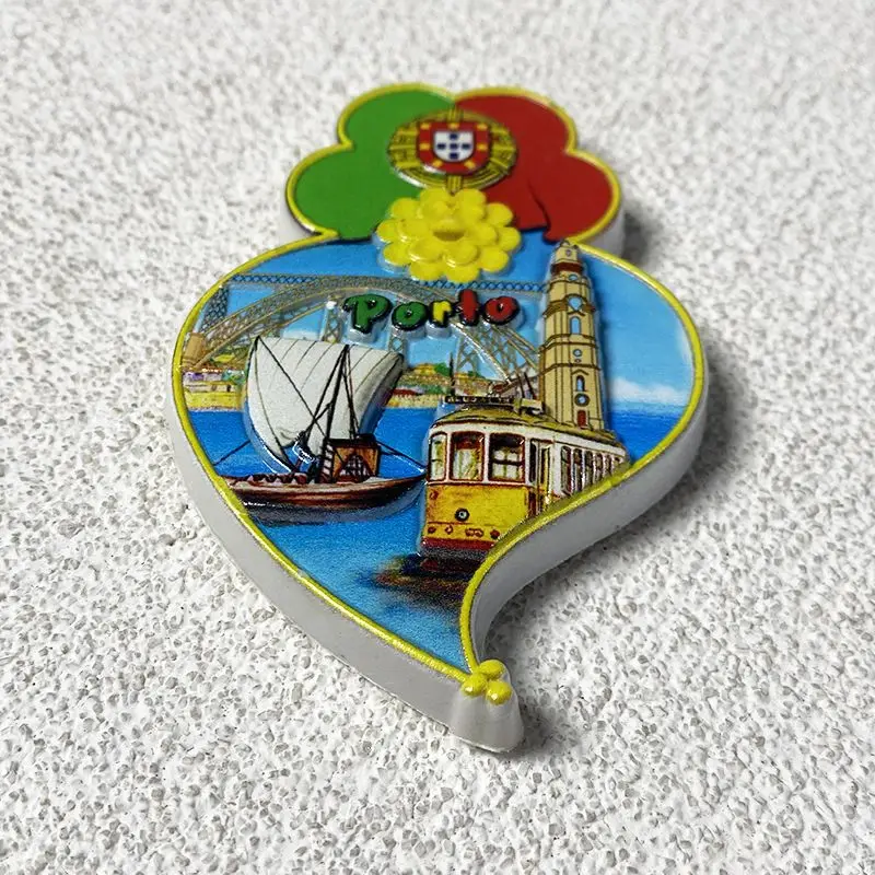 Portugal Porto Dom Luís I Bridge 3D Resin Magnet Frigo - Clérigos Tower & Vintage Tram Souvenir, Petit Cadeau Mini Magnets