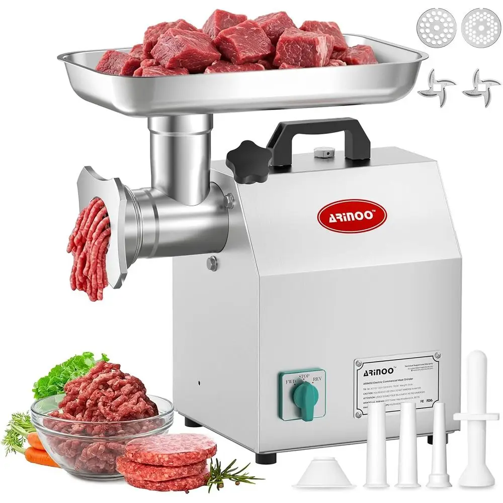 

Commercial Meat Grinder,Proional Electric Meat Mincer,Heavy Duty StainlStee Meat Grinder Sausage Stuer with 2 Blades,3 Stuing Tu