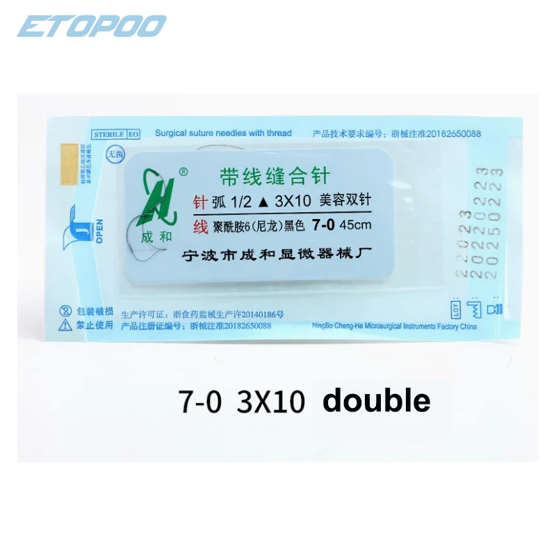 10 pz/lotto Strumenti di Trucco/accessori Ago di Sutura microchirurgia nylon monofilamento filo triangolo testa ago singolo e doppio bisogno