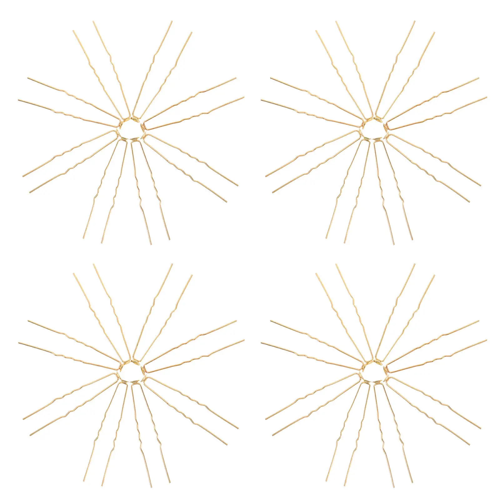 50Pcs U-Shaped Chignon Hair Pin Elegant Wavy French Bridal Hairpin for Wedding Updo Bun Styling Secure Metal Hair Fork Golden