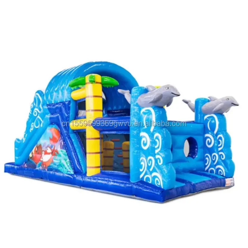 Large Adult Inflatable Obstacle Course for Amusement Park Interactive Inflatable Trampoline Game