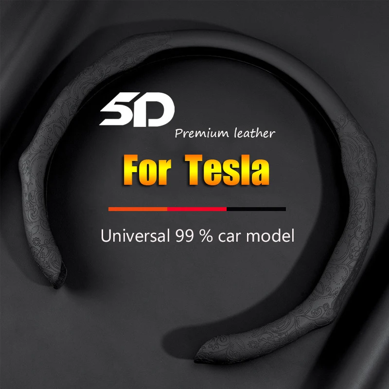 

For Tesla Car Steering Wheel Cover NAPPA Leather No Smell Thin Fit Model 3 S Y X Roadster Fashion Breathable Automotive Parts