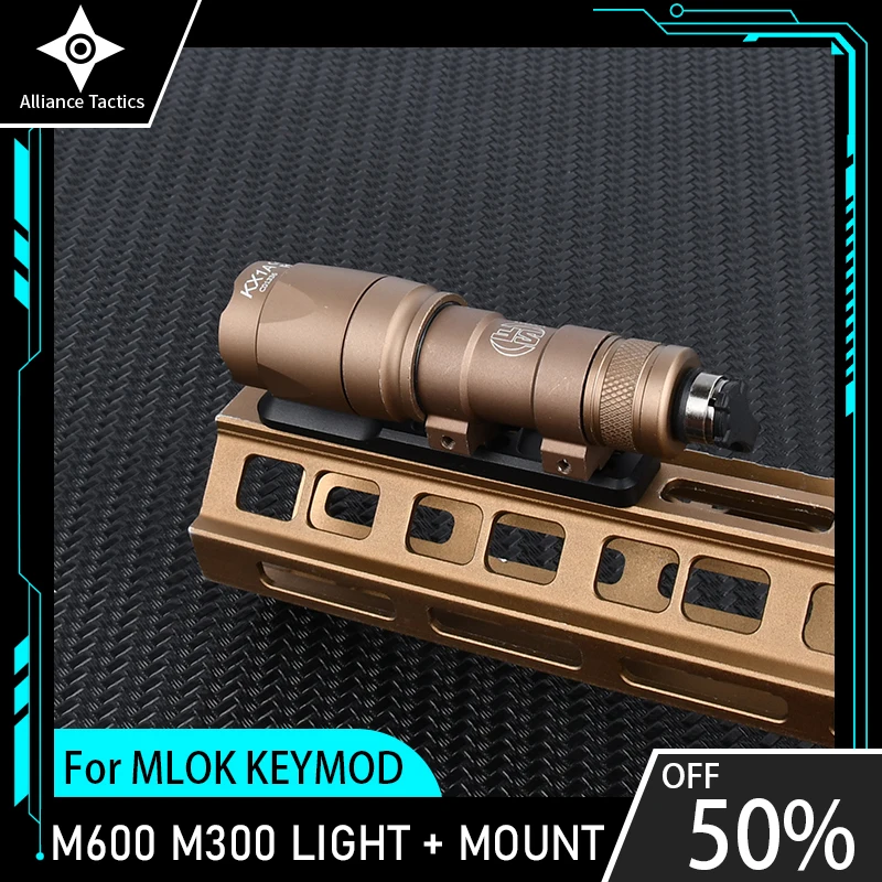 Hunting M600 M600U Airsoft Powerful Surefir Flashlight Inline Light Mount Swith Slot Base For MLOK KEYMOD M300A Airsoft