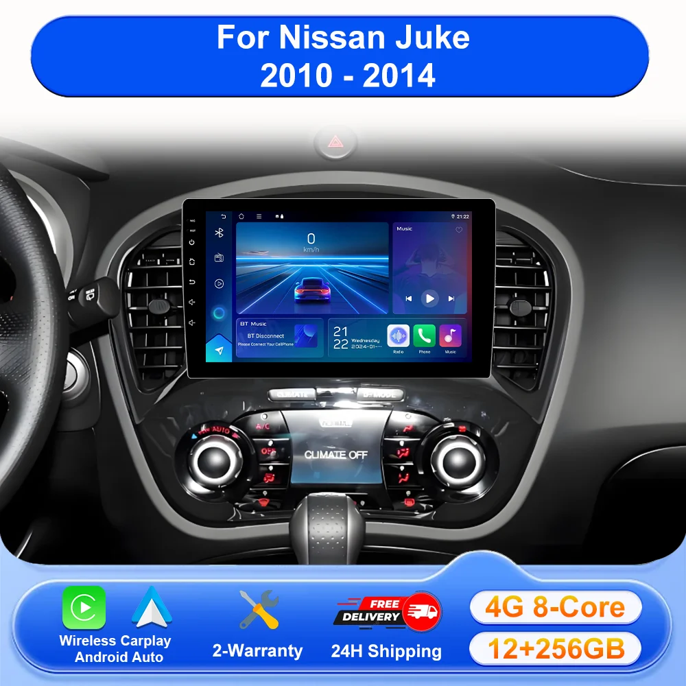 

Android 16 For Nissan Juke 2010 - 2014 Carplay Auto 4G+WIFI GPS Car Radio Navigation Multimedia Video Player Stereo BT No 2 DIN