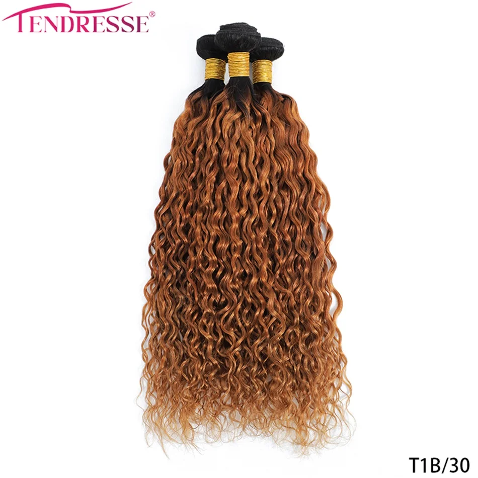 Tendresse Water Wave Bundles Human Hair 10A Wet and Wavy Bundles Human Hair Curly Wavy Deep Wave 3 Bundles Ombre Hair Extensions