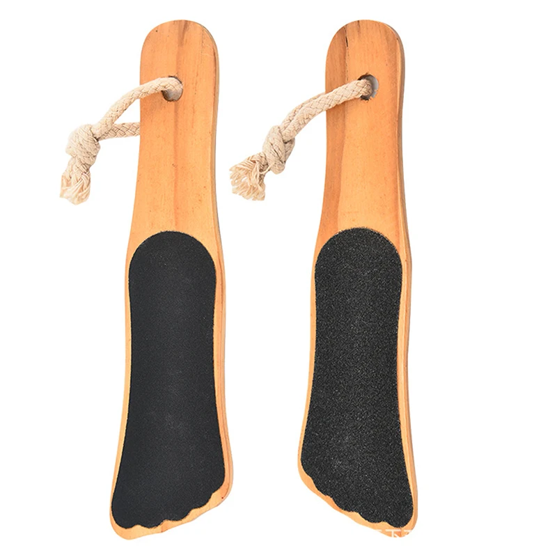 1pc Double Sides Foot File Rasp Pedicure Tools Heel Dead Skin Callus Remover Wooden Handle Scrubber Brush Sandpaper Feet Care