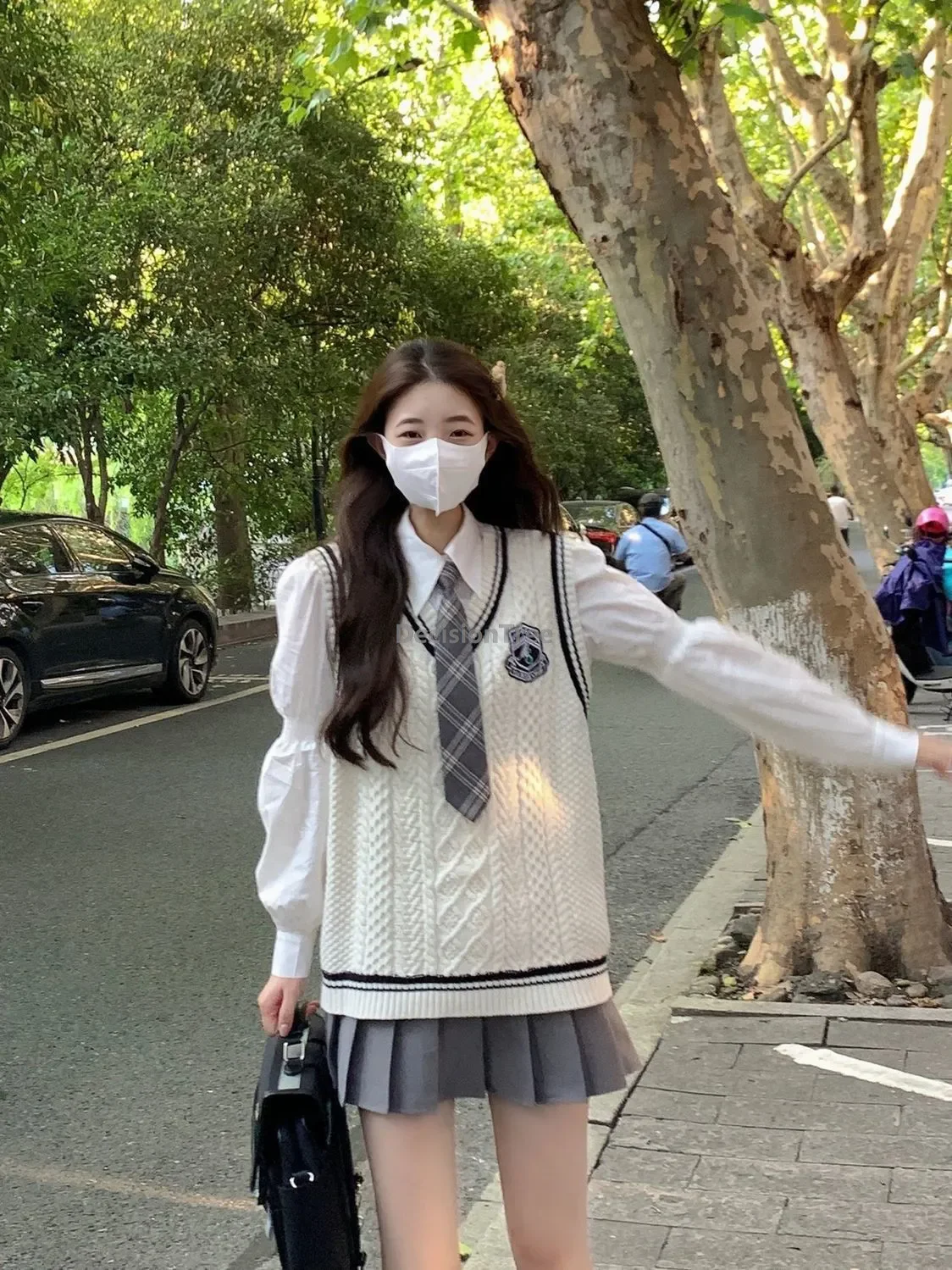 2025 set uniforme jk in stile accademia giapponese classico maglione lavorato a maglia con scollo a V camicia alla moda a maniche lunghe semplice gonna a pieghe versatile