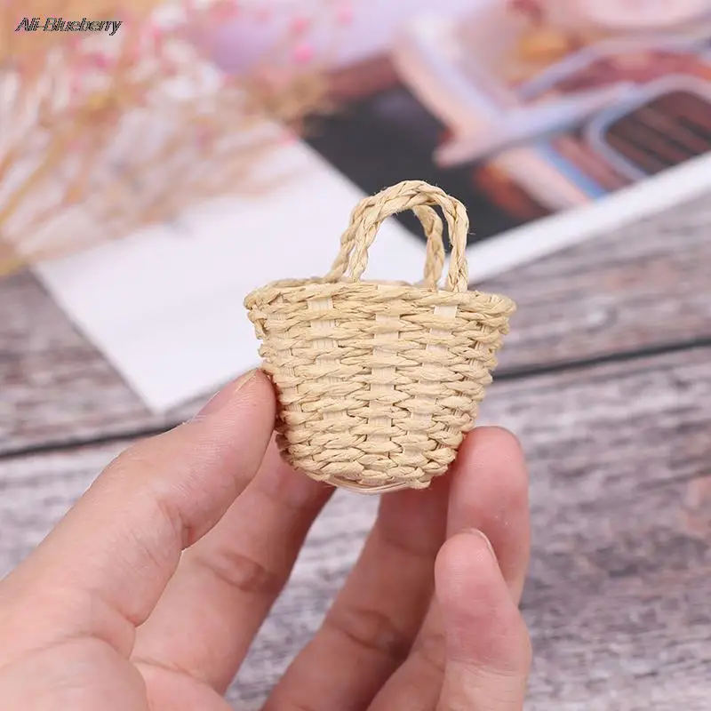 1:12 Dollhouse Miniature Basket Simulação Cesta De Flores Cesta De Alimentos Modelo De Decoração De Cozinha Em Casa Brinquedo