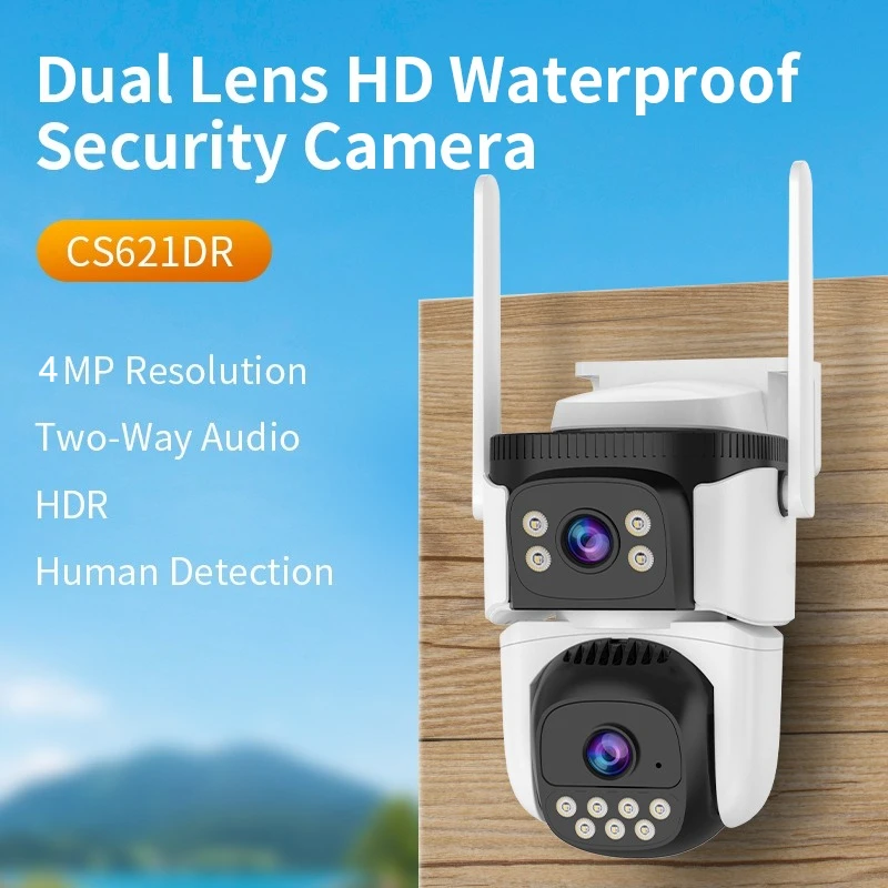 8MP 4K Dual Lens PTZ Security Camera Outdoor WiFi IP Camera Dual Screen Display AI Human Detection Auto Tracking CCTV Camera
