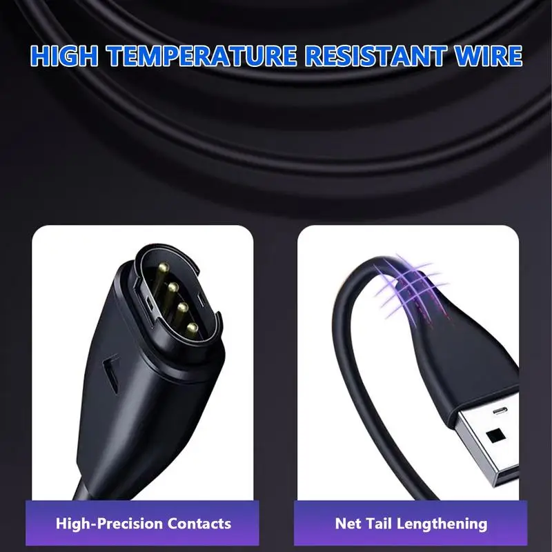 Fast Charging Cable USB Data Charger Adapter Cable Power Cord For Garmin Fenix 5 6 7 Watch Lightweight Smart Watch Accessories