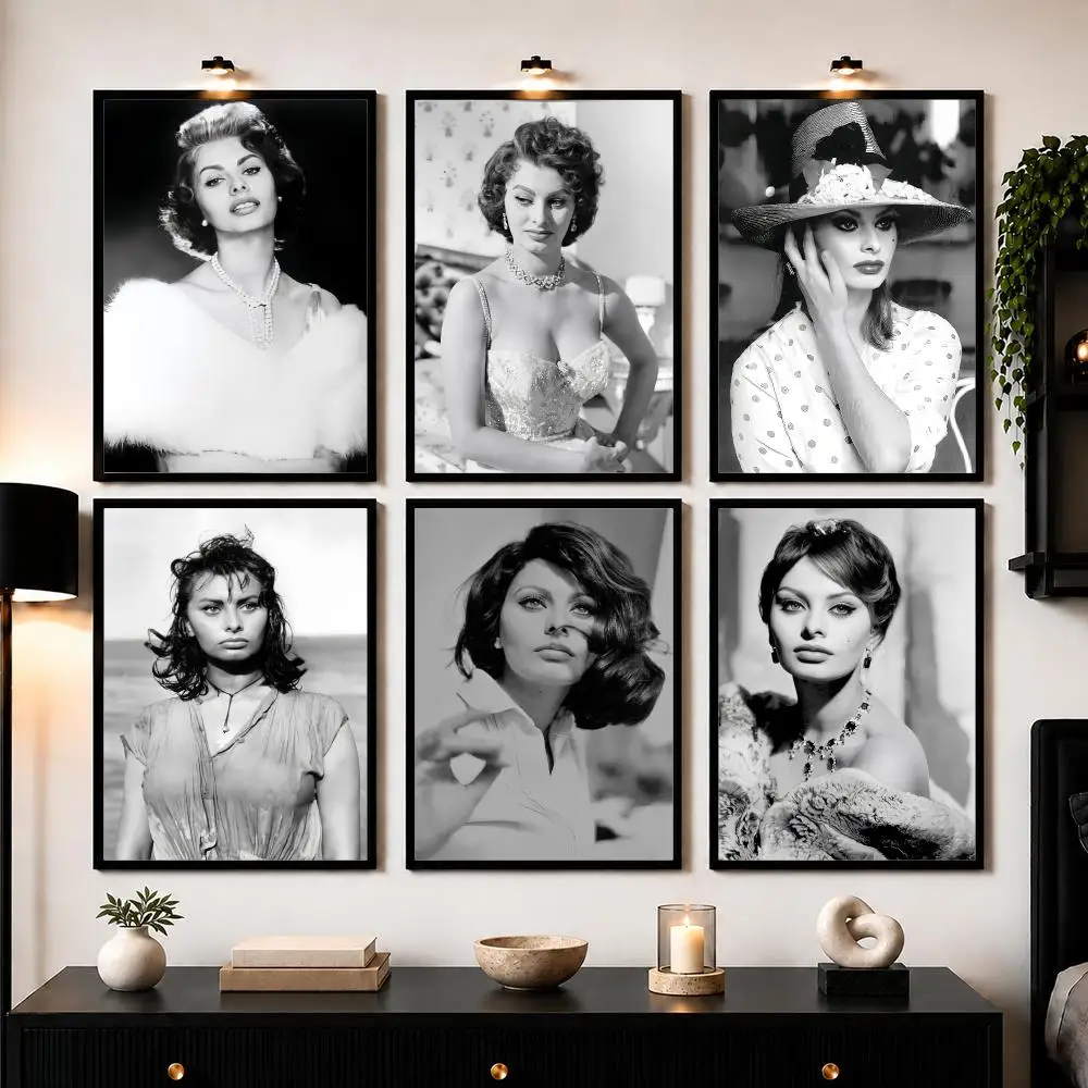 Classic Movie Actress S-Sophia L-Loren Poster Wall Art Print Sticker for Bedroom Living Room Dorm Office Modern Home Decor