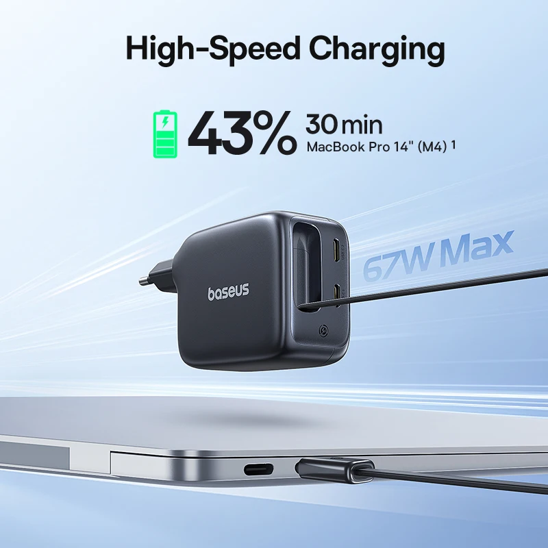 Baseus 67W شاحن سريع مع كابل قابل للسحب USB C شاحن آيفون سامسونج Xiaomi iPad شاحن سريع شاحن الهاتف السفر #2