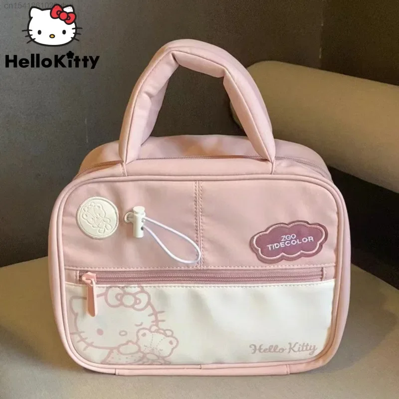 Sanrio Hello Kitty Cute Large Capacity Makeup Storage Bag Portable Travel Cosmetics Women\'s Bags Cute Anime Y 2k Messenger Bag