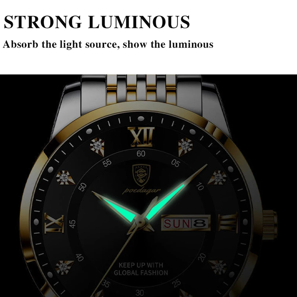 POEDAGAR Luxury Sports Brand Men Watches Waterproof Luminous Leather Quartz Man Wristwatch Casual Military Watch For Men relogio