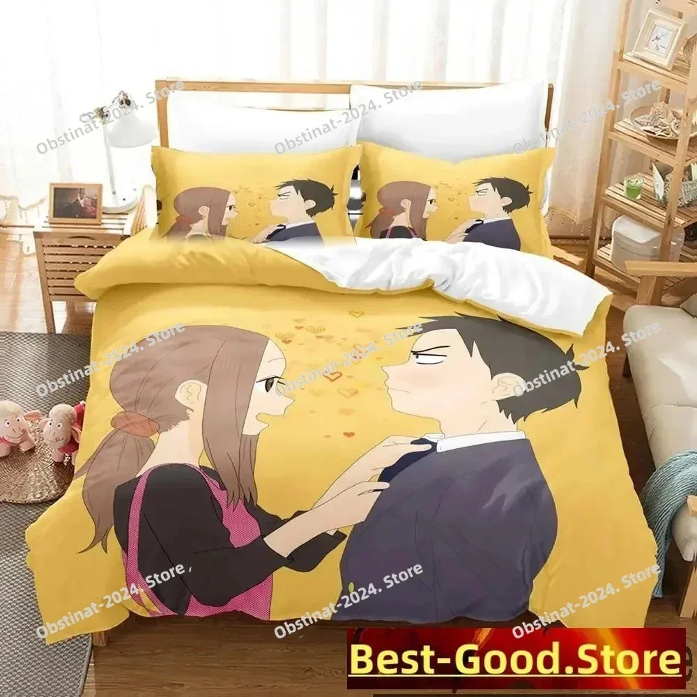 Anime Teasing Master Takagi-san Bedding Set Duvet Cover Bed Set Quilt Cover Pillowcase Comforter king Queen Size Boys Adult