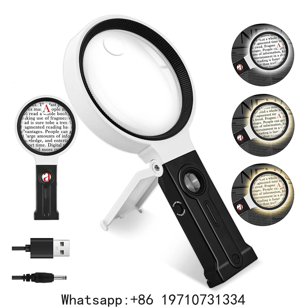 A08R 40 X 30 X 10 Times Magnifying Glass, 36 LED Light-Emitting Magnifier, Suitable for Elderly Reading, Close Work, Jewelry