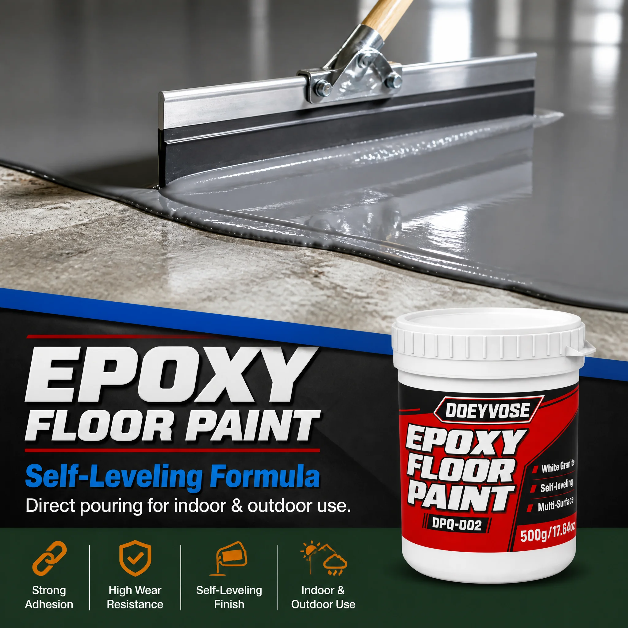 White Granite Epoxy Floor Paint 500g Multi‑Surface Concrete Floor Coating