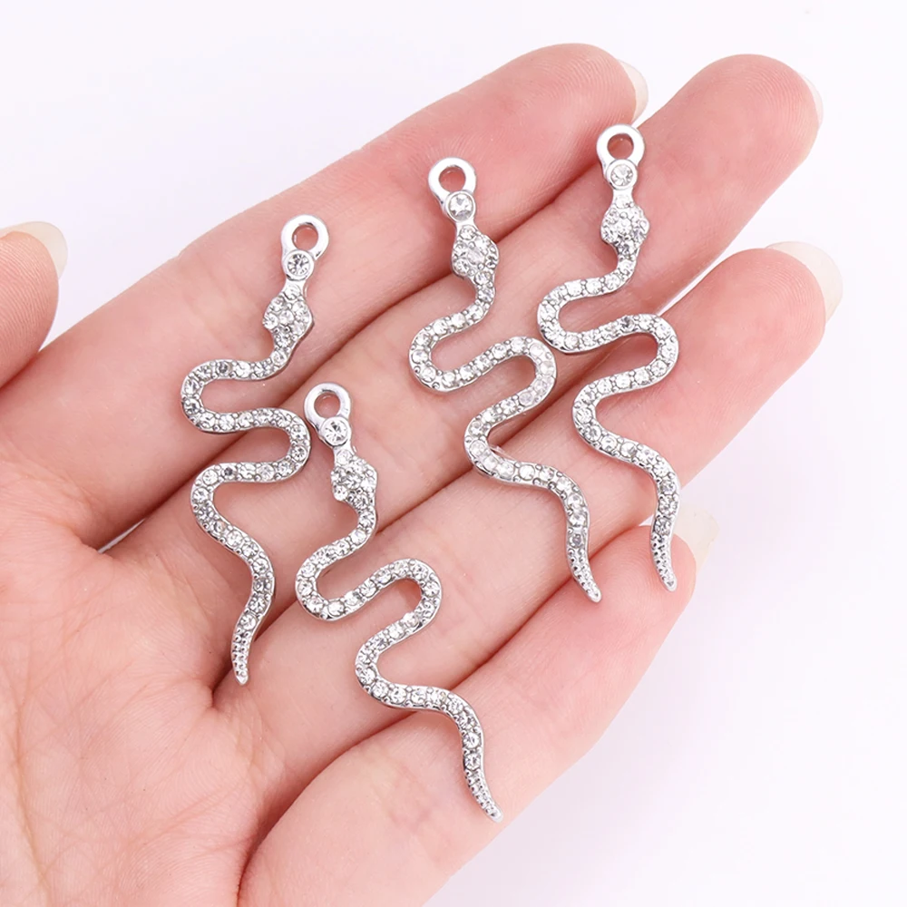 10Pcs Zircon Gold Colour Luxury Snake Necklaces for Women Vintage Punk Snake Pendant  Jewelry Making DIY Accessories Material