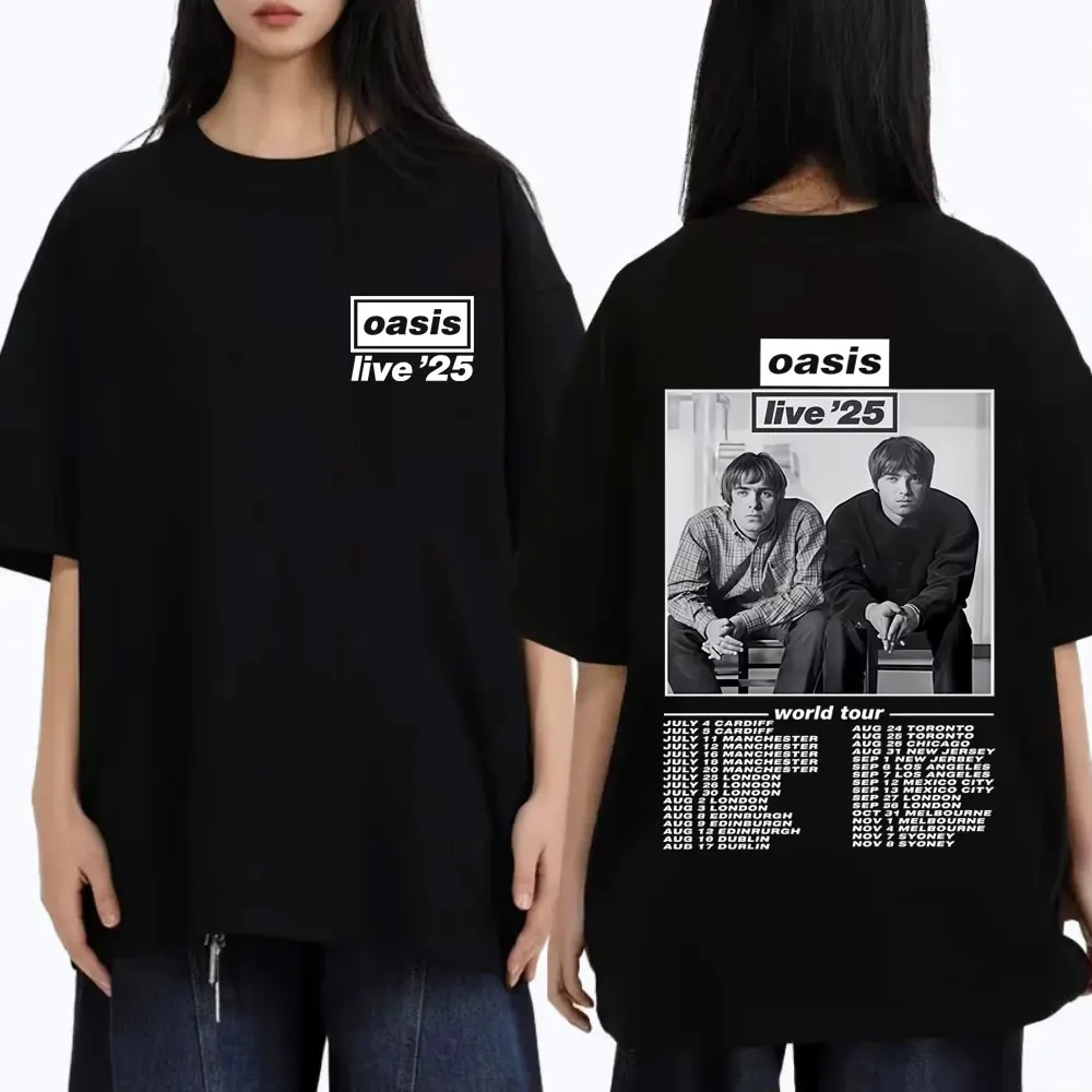 

Famous Rock Band O-Oasis Live 25 Tour T Shirt Men Women Gothic Vintage Oversized T-shirt Men's High Quality Cotton T-shirts Tops