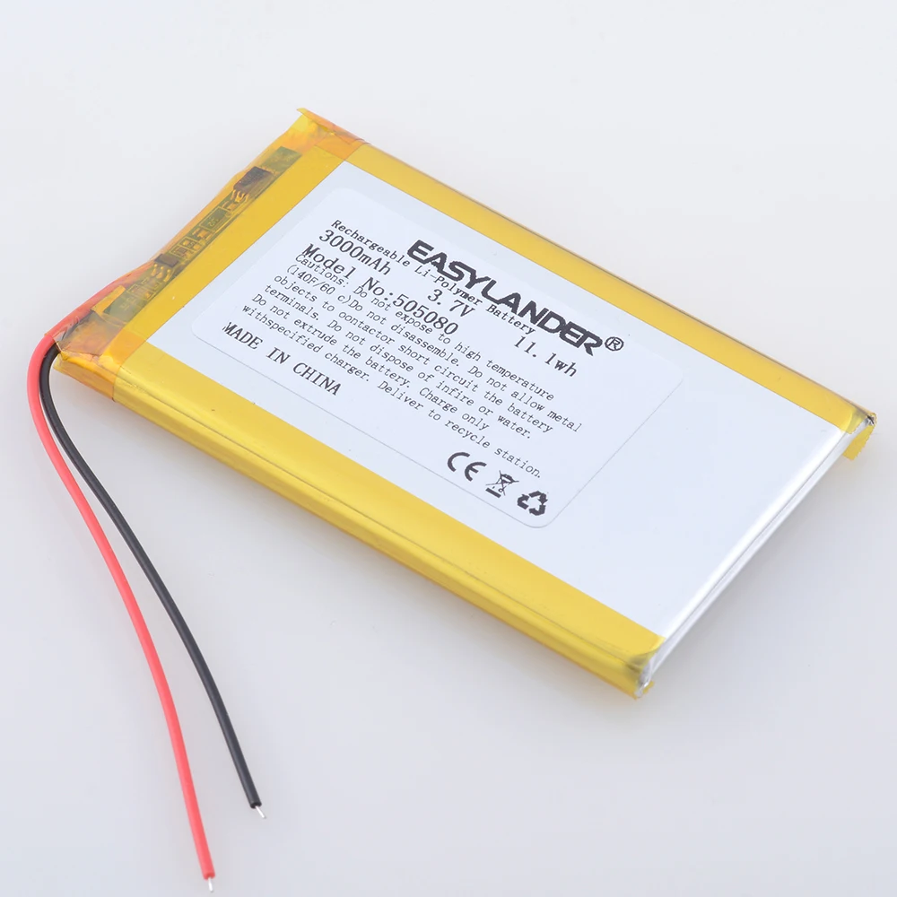 3.7V 3000mAh 505080   Batería recargable Lipo de polímero de litio para GPS DVD PDA PAD banco de energía e-book cámara tableta