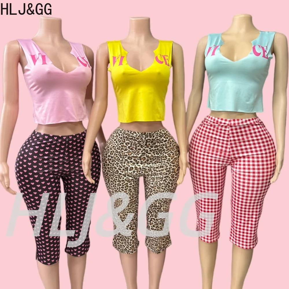 

HLJ&GG Trend Y2K Polka Dot Print Shorts Two Piece Sets Women U Neck Sleeveless Crop Vest And Shorts Outfit Summer New Streetwear