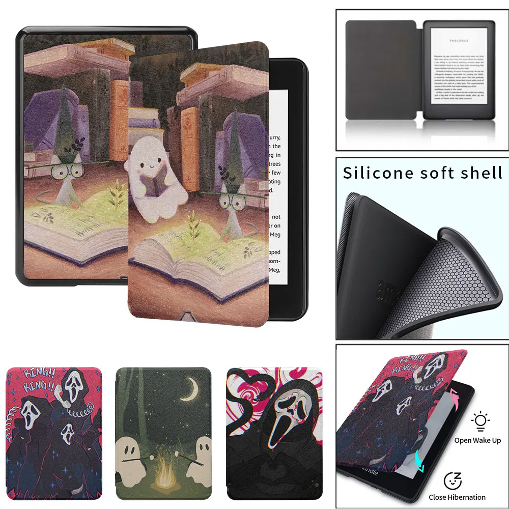 Kindle Fall Paper white3th Silikon Soft shell Funda 6,8 11. 8. Generation Paper white11. in vier ungewöhnlichen Mustern