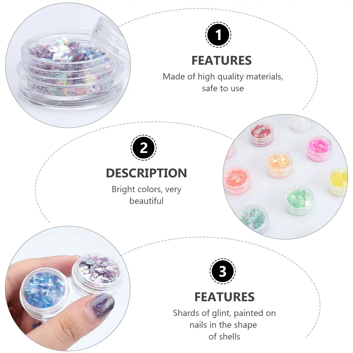 

12 Boxes Vivid Color Nail Art Shell Powder Fragments Natural Artificial Nails Party Event Nail Decor DIY Personalized Style