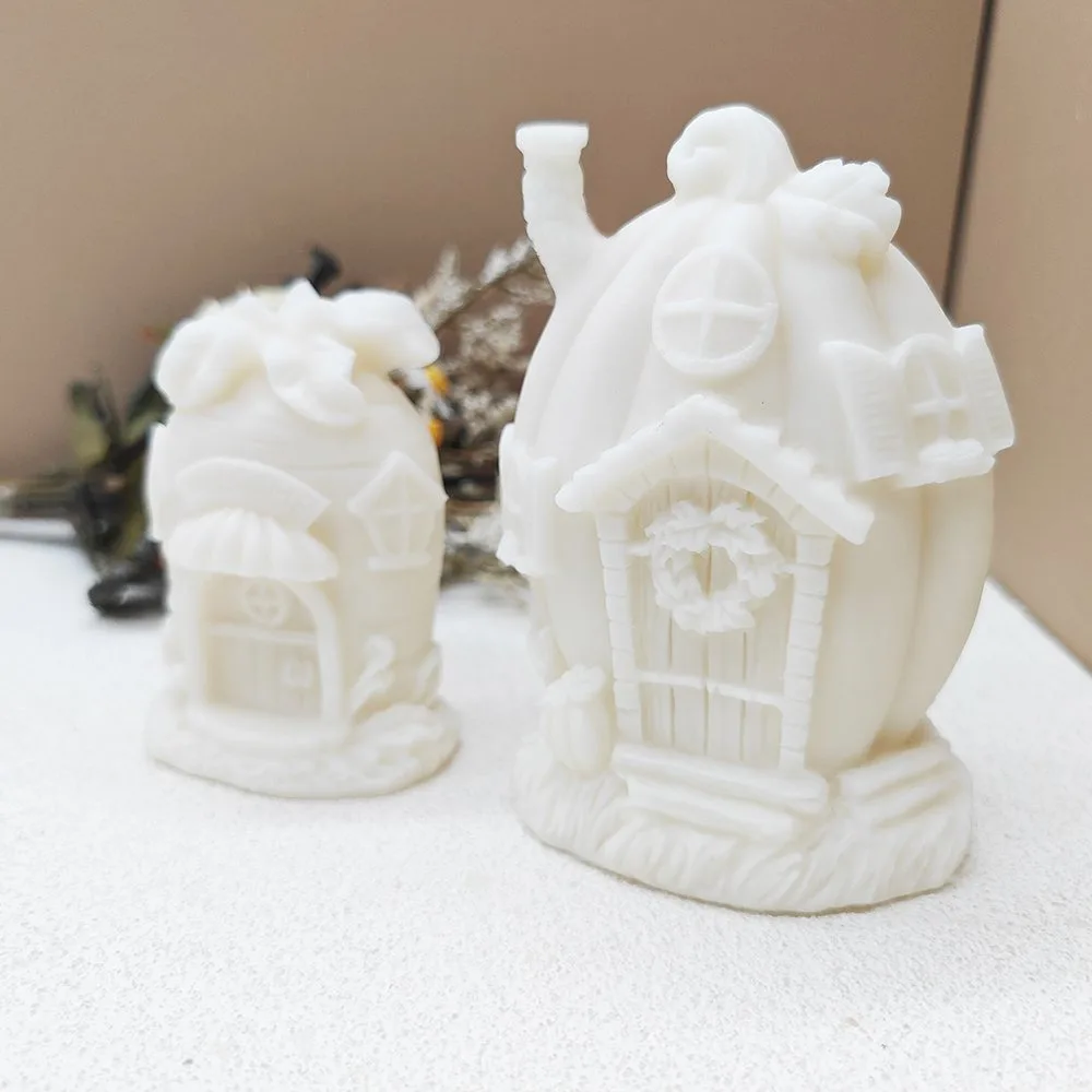 Creative Christmas Small House Silicone Mold DIY Easter Halloween Candle Mould Plaster Ornament Epoxy Resin Molds