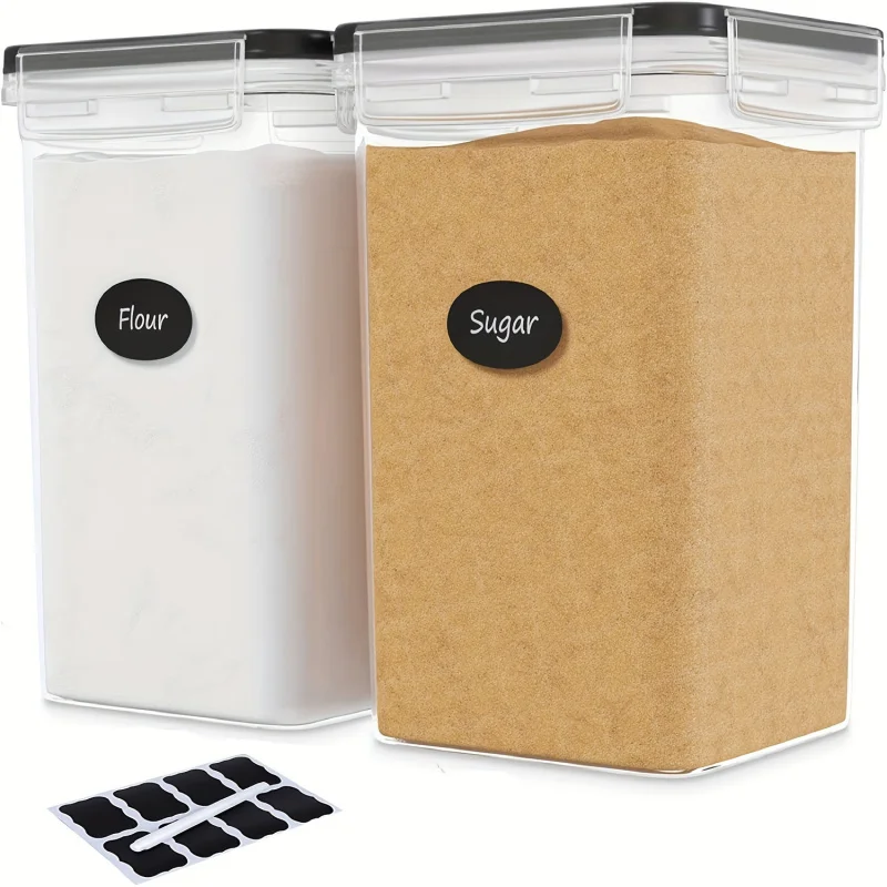 1/2 recipientes de armazenamento de alimentos dos pces 5.2l/175oz, recipientes herméticos plásticos do armazenamento de alimentos sem bpa para farinha, açúcar, cozinha rv
