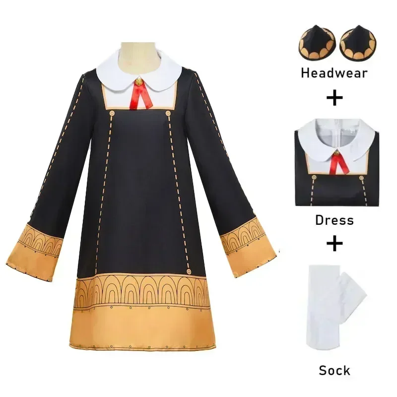 أزياء الهالوين لعام 2025 أزياء أنيمي فاميلي التأثيرية أنيا Vervalser Jurk Voor Meisjes أزياء الهالوين للأطفال Jurken Hoofdtooi