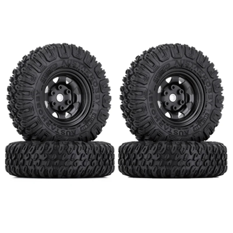 

4PCS 85mm 1.55 Metal Beadlock Wheel Rims Tires Set for 1/10 RC Crawler Car Axial Jr D90