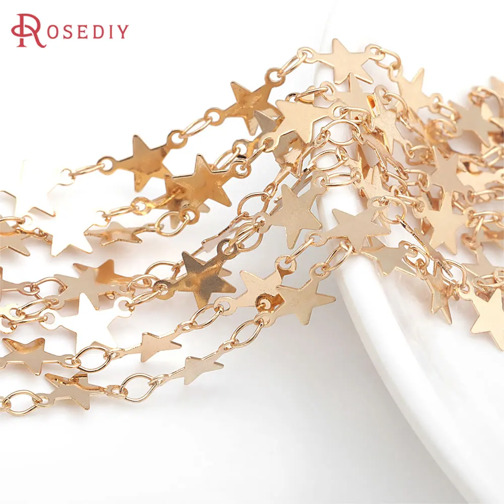 2 Meter 18K Gold Color Brass Star Necklace Chains Bracelets Jewelry Chains High Quality Diy Jewelry Making Supplies Accessories