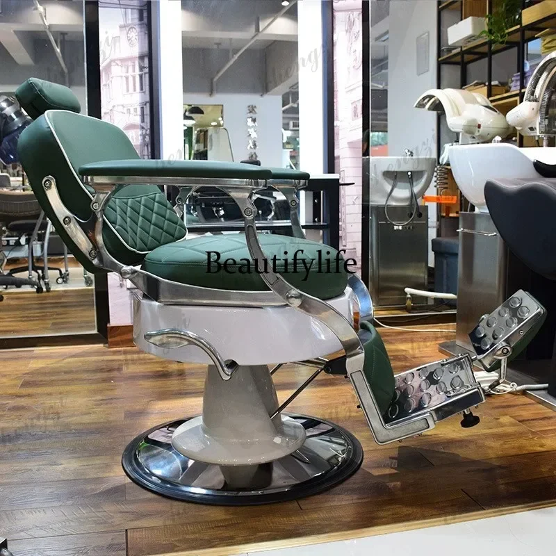 F181   Hairdresser Large Barber Chair Swivel Modern Design Vintage Minimalist Barber Chair Shaving Facial Salon Furniture