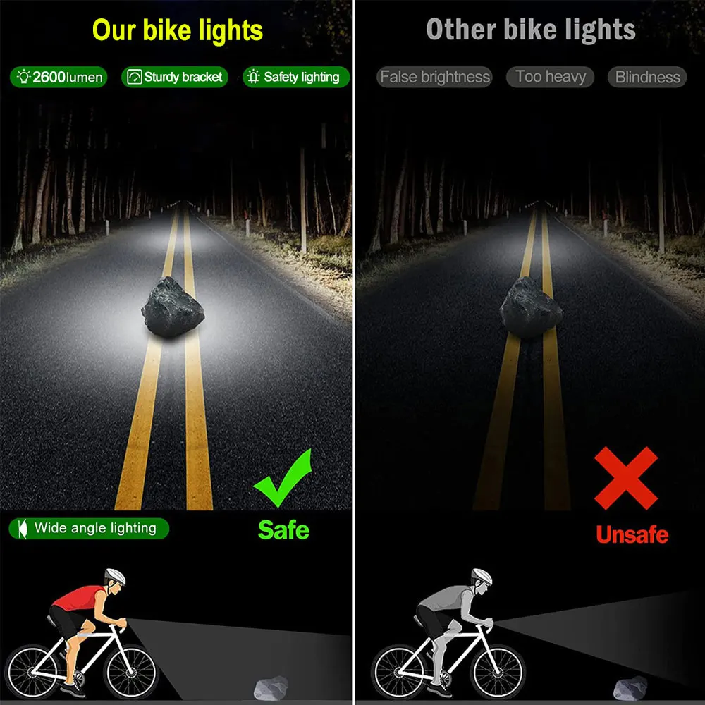 VASTFIRE Luce per bicicletta anteriore 10000 Lumen Luce per bici 10000 mAh Torcia impermeabile Ricarica USB MTB Lampada per ciclismo su strada