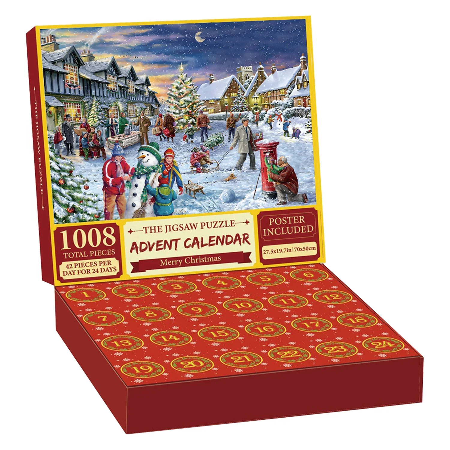 Feliz Natal Adventskalender-Puzzle, 1008 Teile, Neujahrsgeschenk, 2025, Weihnachtsferienspaß