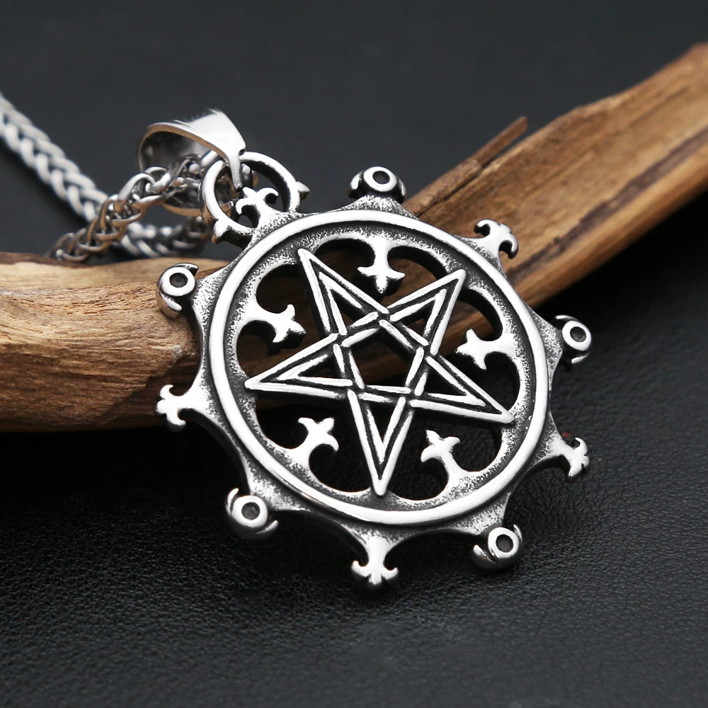 New Vintage 316L Stainless Steel Pentagram Necklaces For Men Women Fashion Vikings Rudder Pendant Nordic Amulet Jewelry Gifts