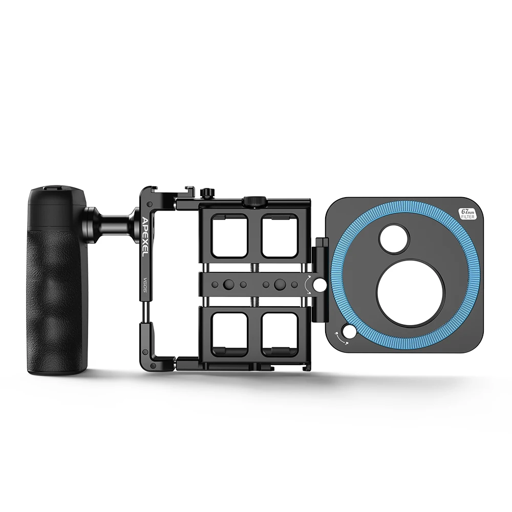 

APEXEL Universal Phone Cage Video Rig with Handles 67mm 37mm 17mm Filter Adapter for Filmmaking Video Recording Stabilizer