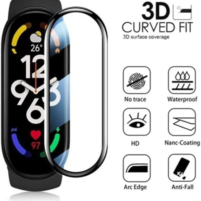 3D-Vollbildschutz für Xiaomi Mi Band 6 7 Mi Band Weiches Glas Schutz Smart Watch Zubehör Xiaomi Mi Band 5 4 3 Film