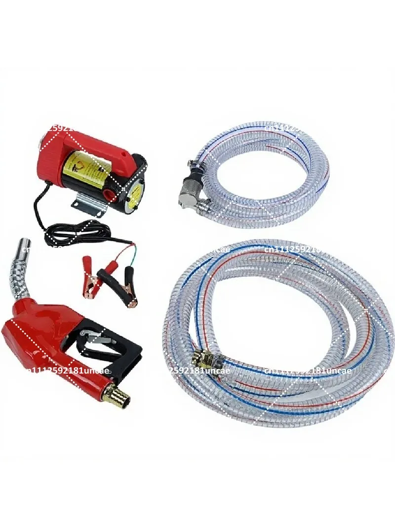 12V Diesel Transfer Pump Kit, Self-Priming Electric Oil Pump with Nozzle and Hose Set